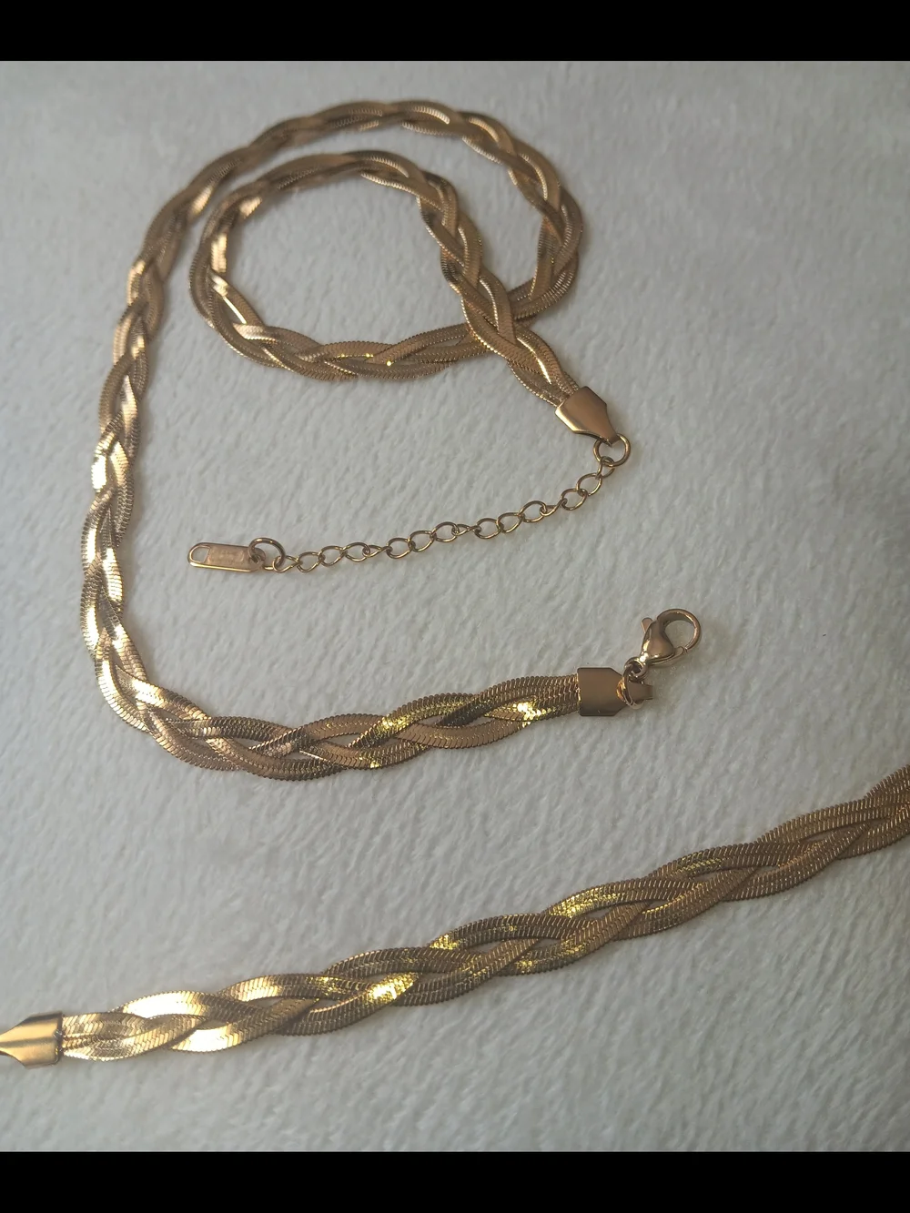 Gold Braided Chain Necklace Set